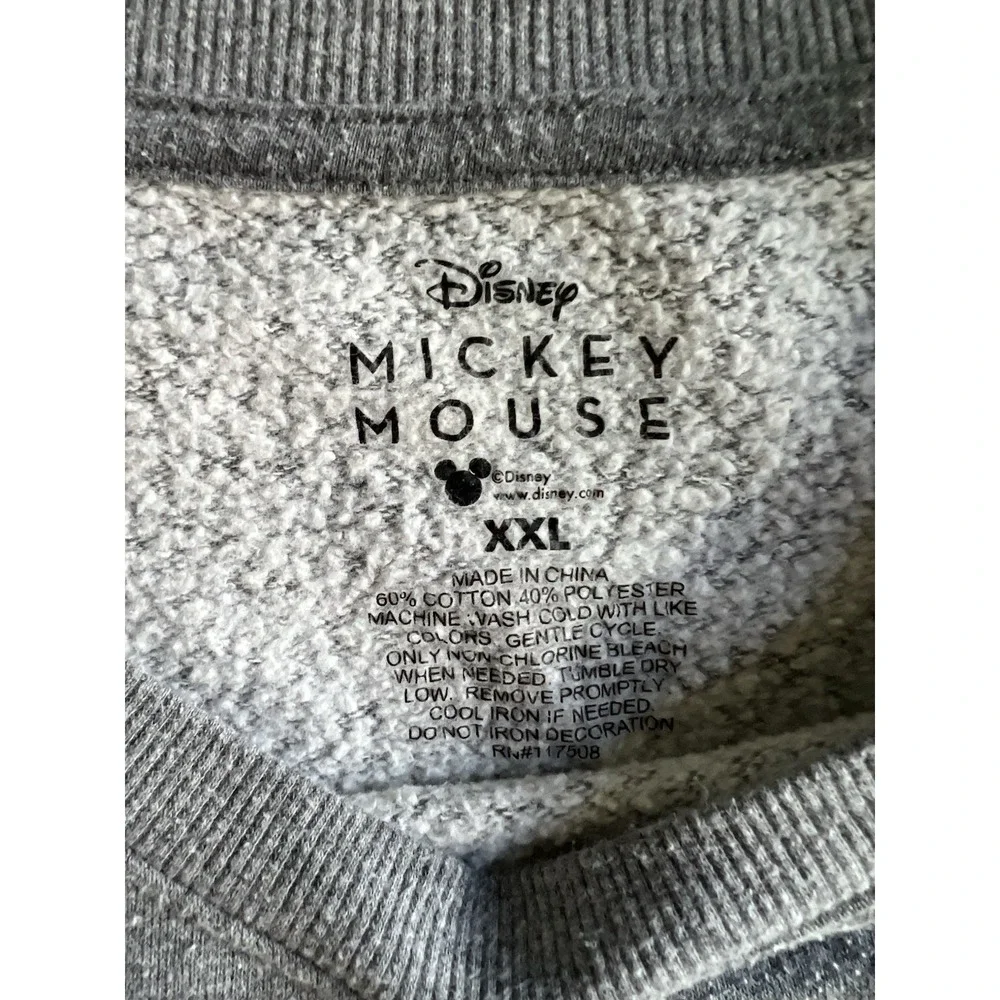 Grey Mickey Mouse Sweatshirt Adult Men's Xxl